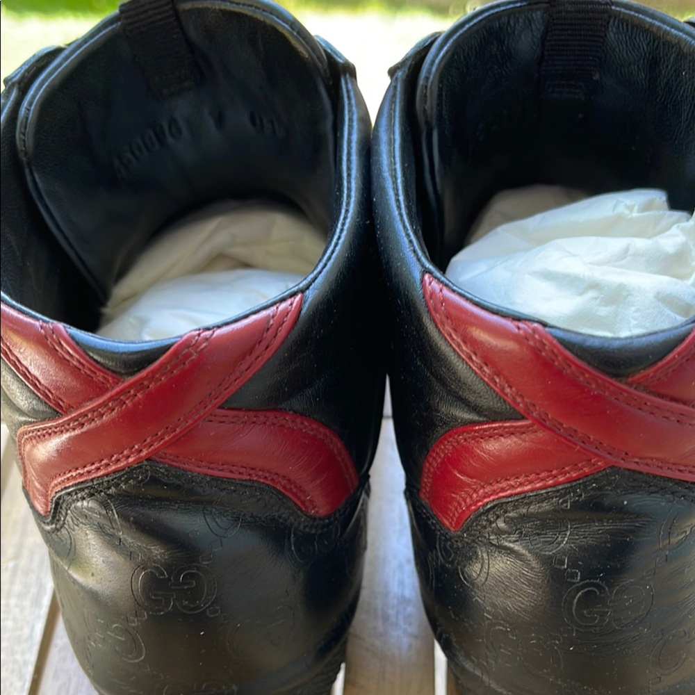Gucci Black and Red Leather Sneakers 7G - Picture 7 of 13